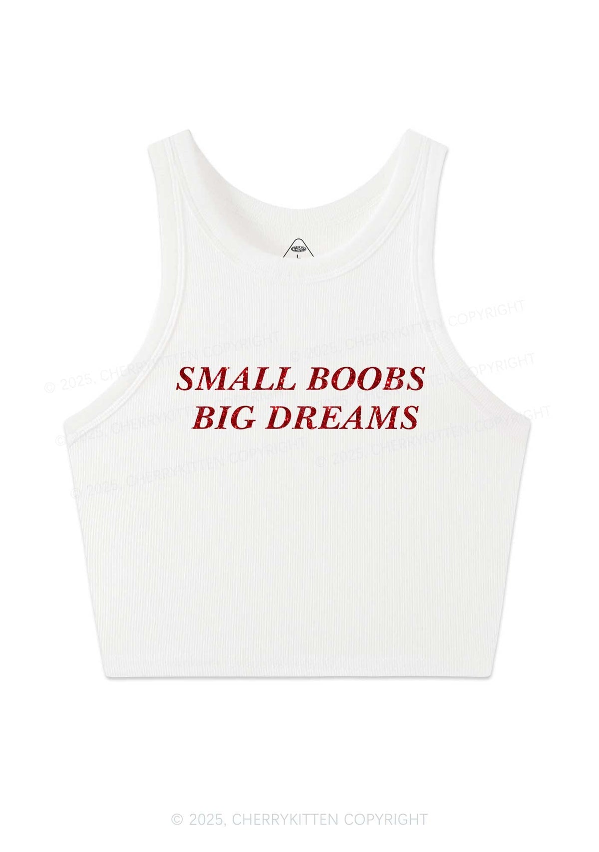 Glitter Small But Big Dreams Y2K Crop Tank Top Cherrykitten