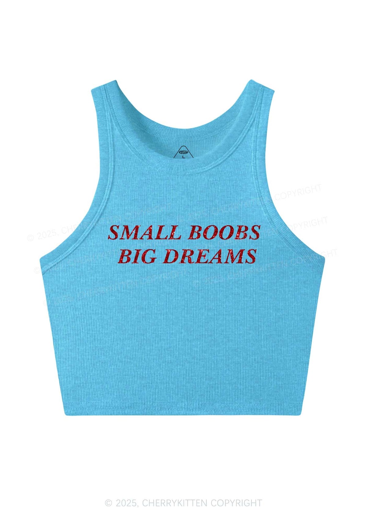 Glitter Small But Big Dreams Y2K Crop Tank Top Cherrykitten