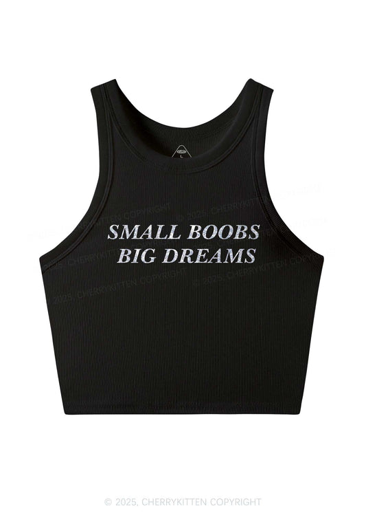 Glitter Small But Big Dreams Y2K Crop Tank Top Cherrykitten