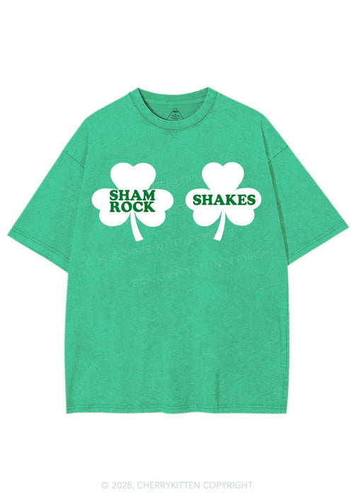 Shamrock Shakes St Patricks Y2K Shirts Washed Tee Cherrykitten
