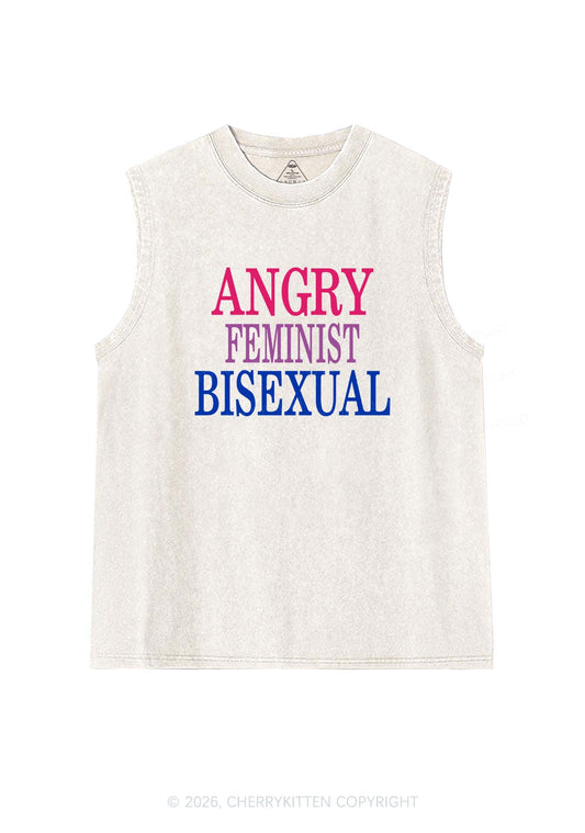 Angry Feminist Bisexual Pride Y2K Washed Muscle Tank Cherrykitten