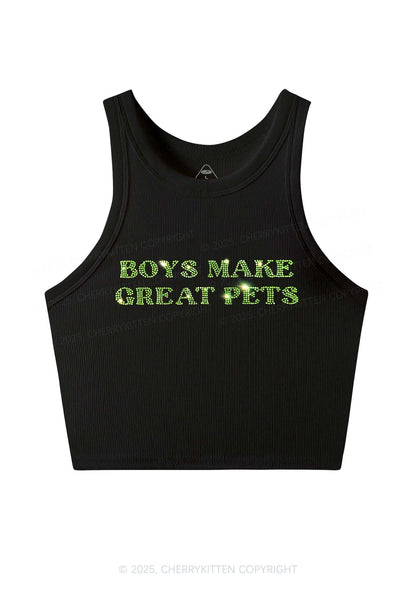 Rhinestone Boys Make Gr8 Pets Y2K Crop Tank Top Cherrykitten