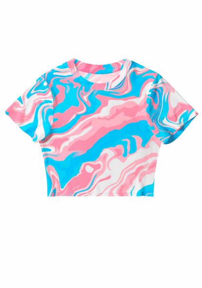 Trans Liquid Tie Dye Pride Y2K Mesh Crop Top Cherrykitten