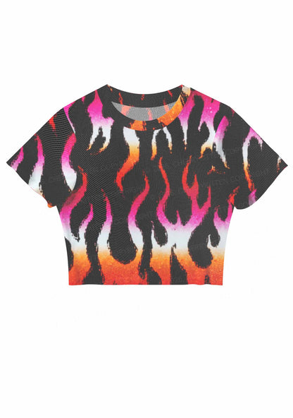 Lesbian Flame Pride Y2K Mesh Crop Top Cherrykitten