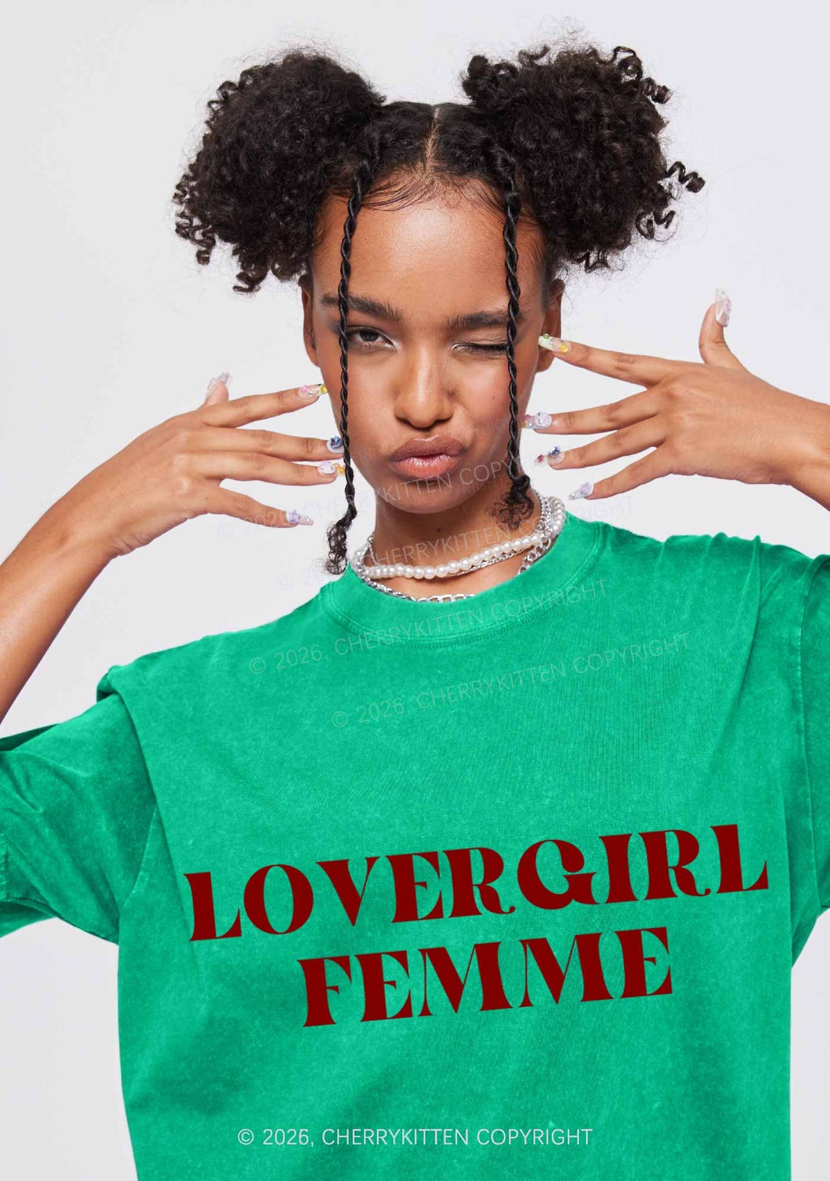 Lovergirl Femme Pride Y2K Shirts Washed Tee Cherrykitten