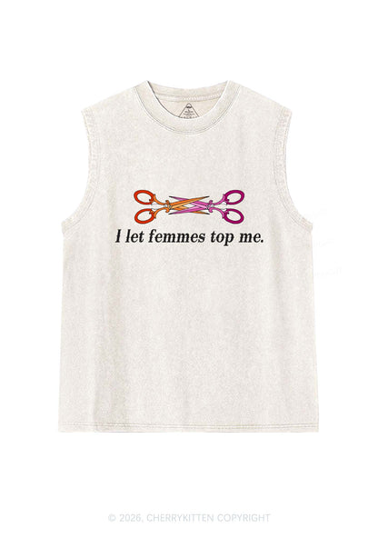 I Let Femmes Top Me Scissors Pride Y2K Washed Muscle Tank Cherrykitten