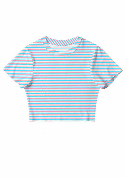 Trans Stripes Pride Y2K Mesh Crop Top Cherrykitten