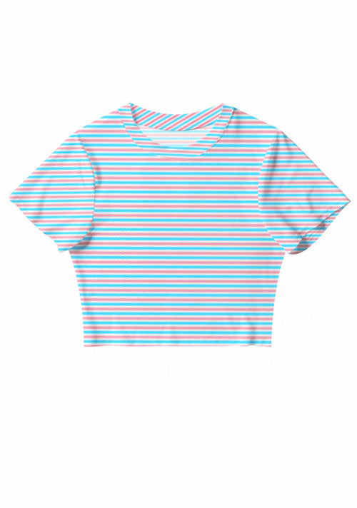 Trans Stripes Pride Y2K Mesh Crop Top Cherrykitten