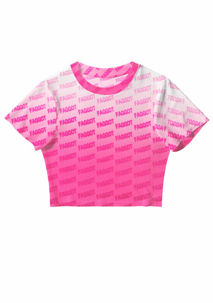 Faded Pink Faggot Pride Y2K Mesh Crop Top Cherrykitten