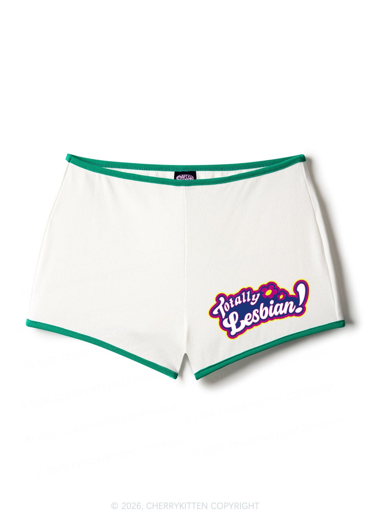 Totally Lesbian Pride Y2K Booty Shorts Cherrykitten