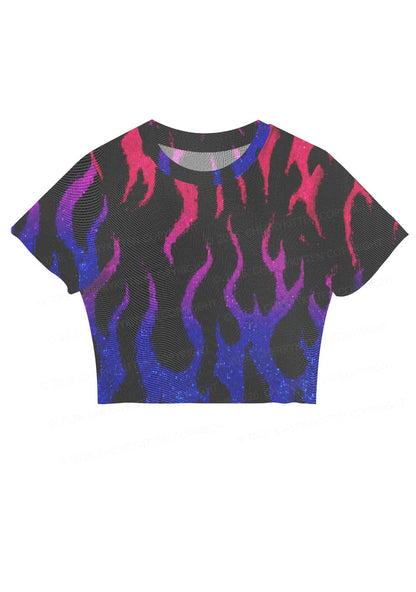 Bisexual Flame Pride Y2K Mesh Crop Top Cherrykitten