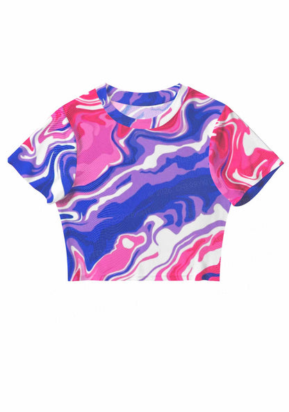 Bisexual Liquid Tie Dye Pride Y2K Mesh Crop Top Cherrykitten