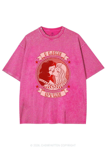 I Like Dyke Pride Y2K Shirts Washed Tee Cherrykitten