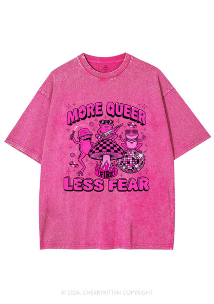 More Queer Less Fear Pride Y2K Shirts Washed Tee Cherrykitten