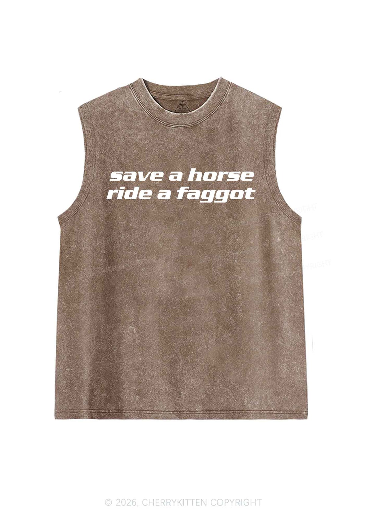 Save Horse Ride Faggot Pride Y2K Washed Muscle Tank Cherrykitten