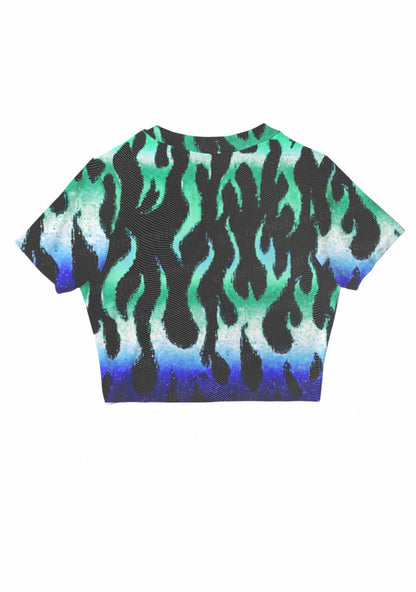 Gay Flame Pride Y2K Mesh Crop Top Cherrykitten