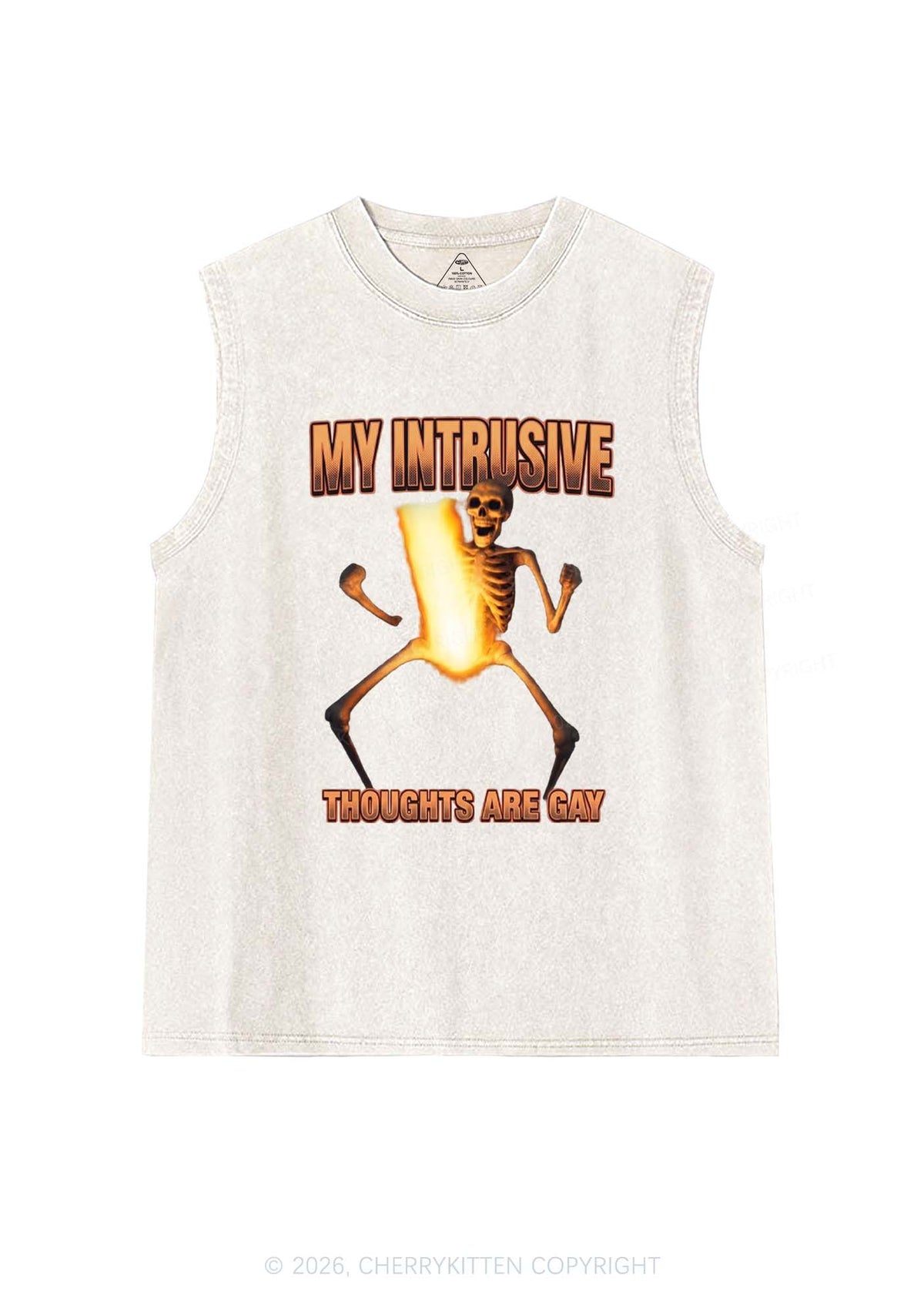 My Intrusive Thoughts Are Gay Pride Y2K Washed Muscle Tank Cherrykitten