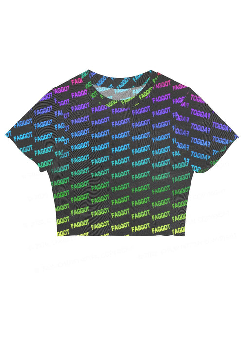 Neon Rainbow Faggot Pride Y2K Mesh Crop Top Cherrykitten