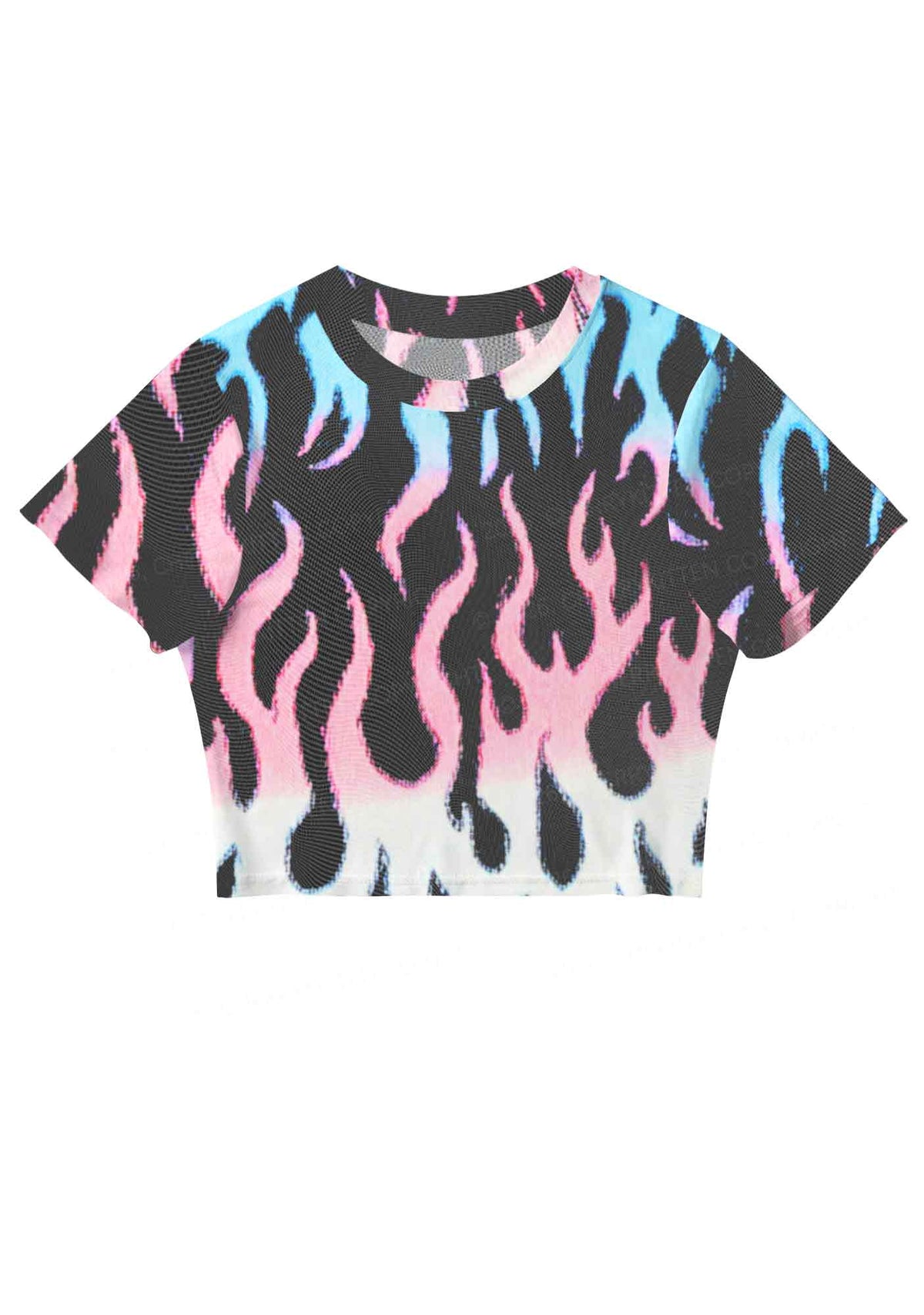 Trans Flame Pride Y2K Mesh Crop Top Cherrykitten