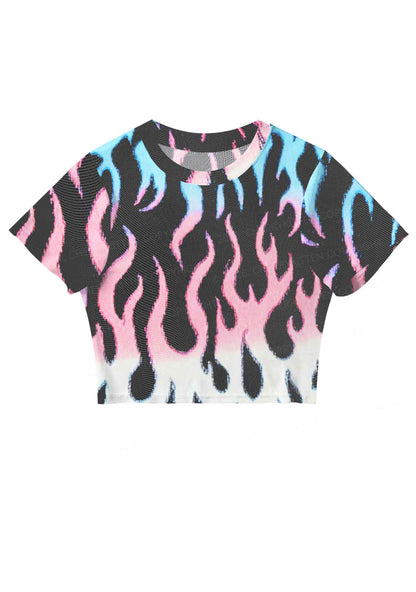 Trans Flame Pride Y2K Mesh Crop Top Cherrykitten