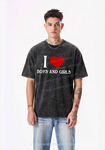 I Love Boys and Girls Pride Y2K Shirts Washed Tee Cherrykitten