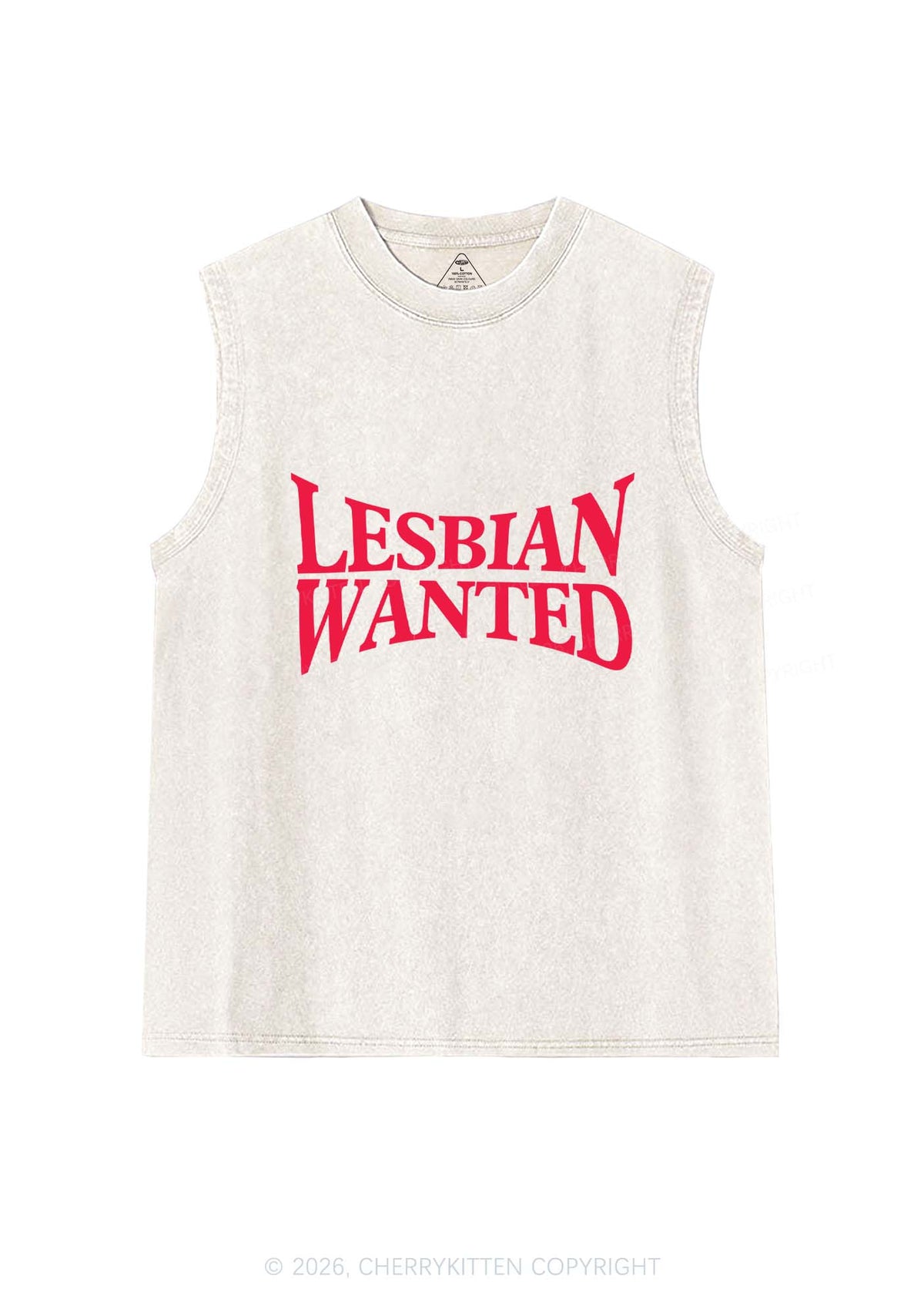 Lesbian Wanted Pride Y2K Washed Muscle Tank Cherrykitten