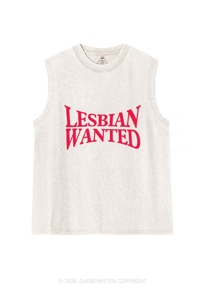 Lesbian Wanted Pride Y2K Washed Muscle Tank Cherrykitten