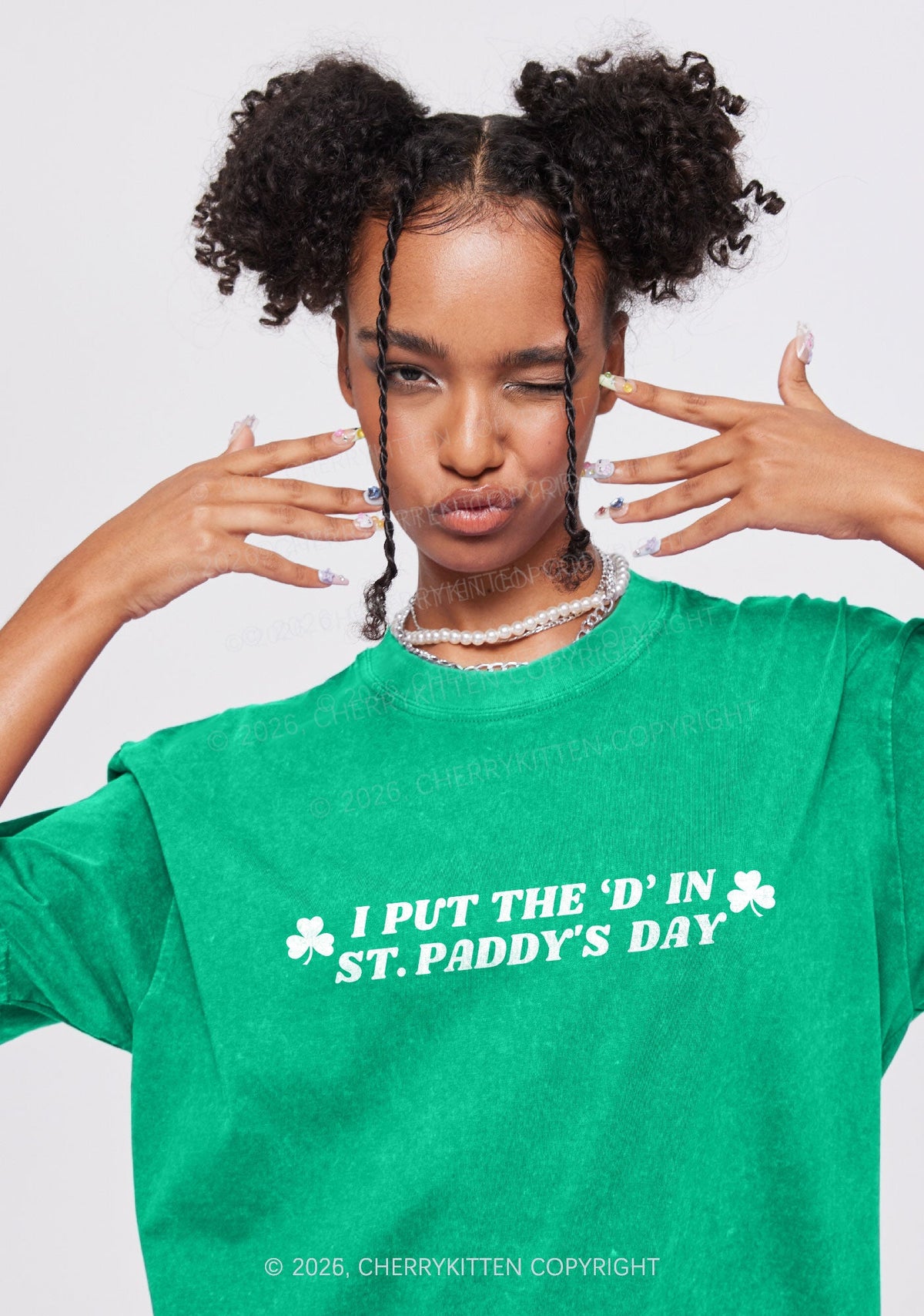 Put D In ST Paddys Day St Patricks Y2K Shirts Washed Tee Cherrykitten