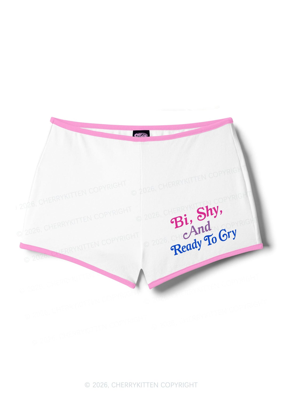 Bi Shy And Ready To Cry Pride Y2K Booty Shorts Cherrykitten