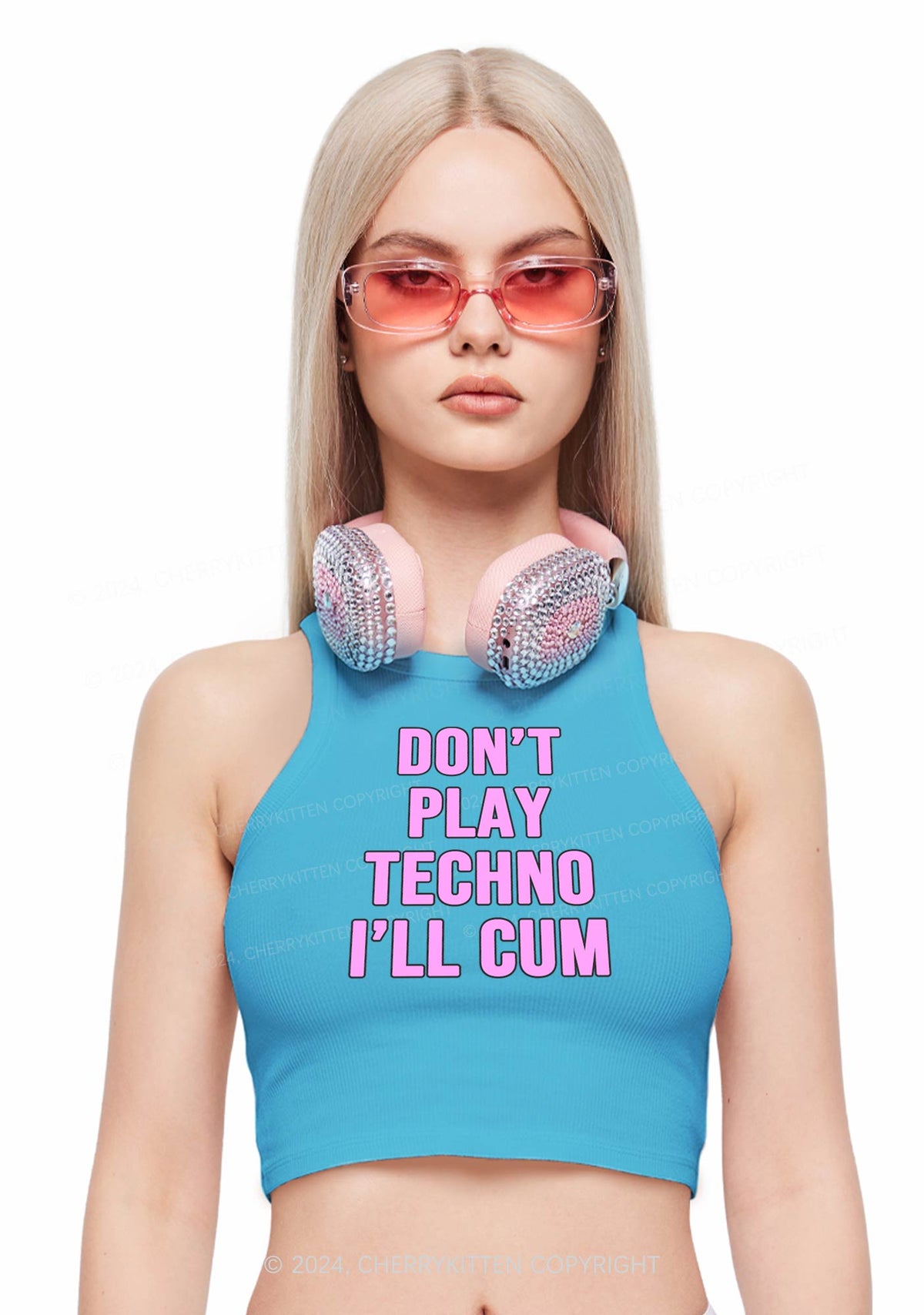Don't Play Techno Y2K Crop Tank Top Cherrykitten