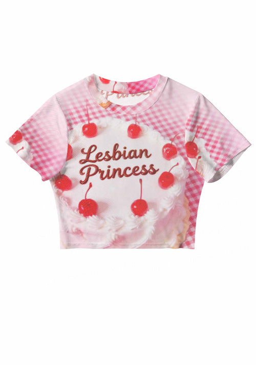 Blush Lesbian Princess Cake Pride Y2K Mesh Crop Top Cherrykitten