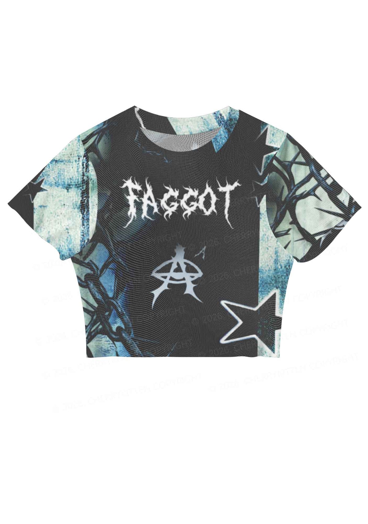 Black Thorn Faggot  Pride Y2K Mesh Crop Top Cherrykitten