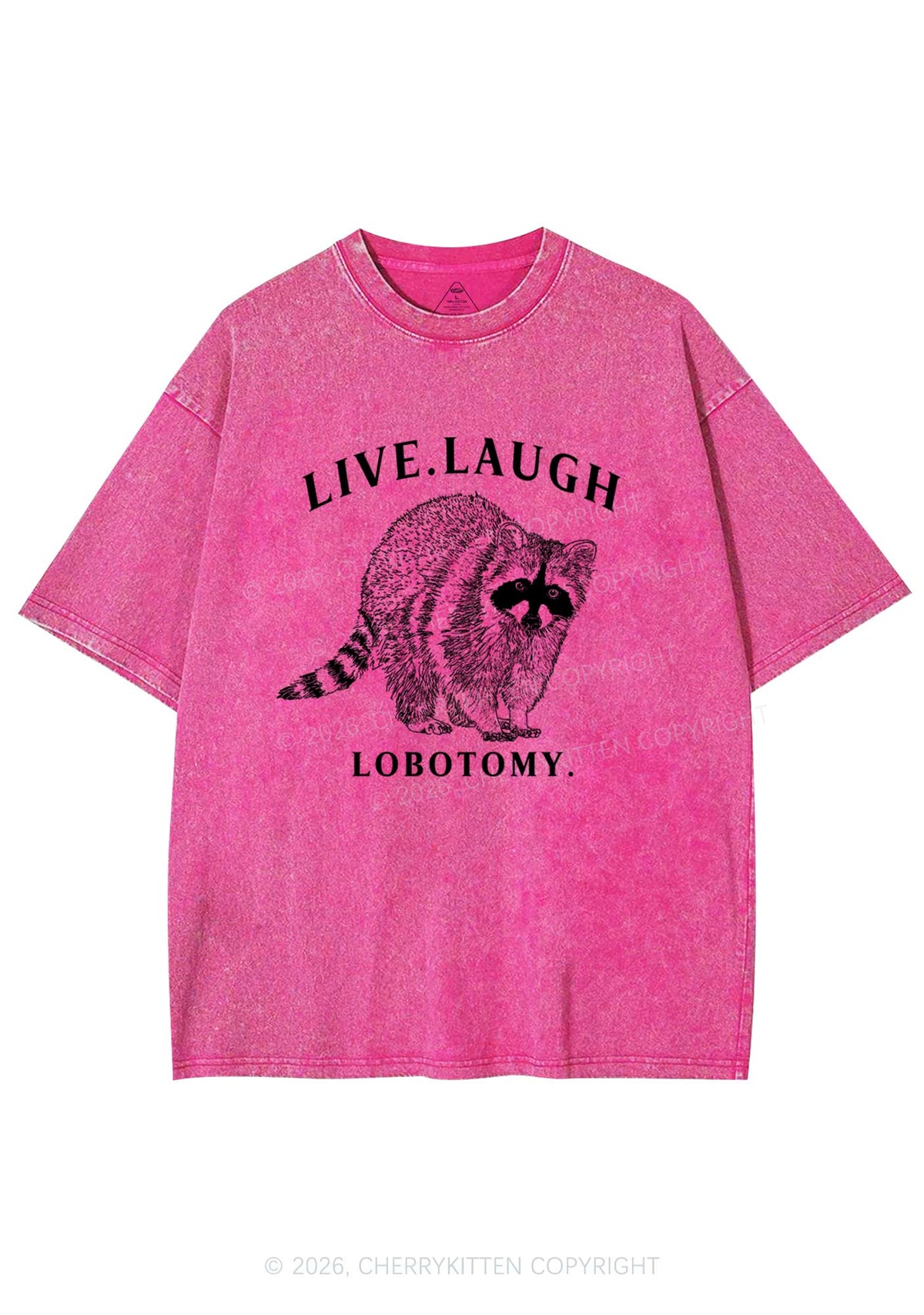 Live Laugh Lobotomy Raccoon Y2K Shirts Washed Tee Cherrykitten