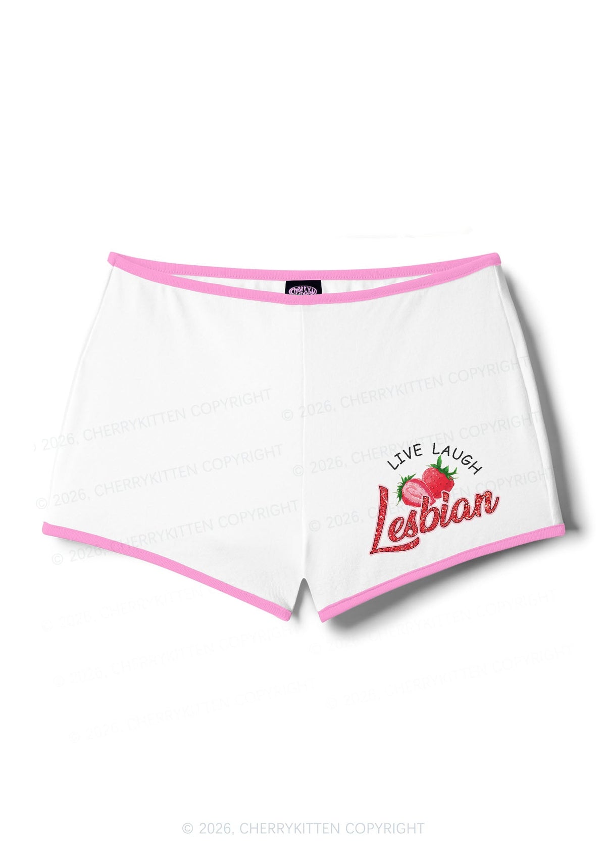 Live Laugh Lesbian Pride Y2K Booty Shorts Cherrykitten