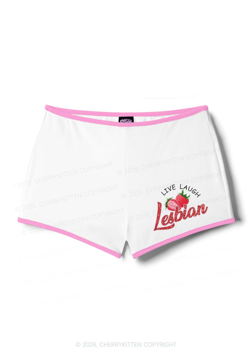 Live Laugh Lesbian Pride Y2K Booty Shorts Cherrykitten