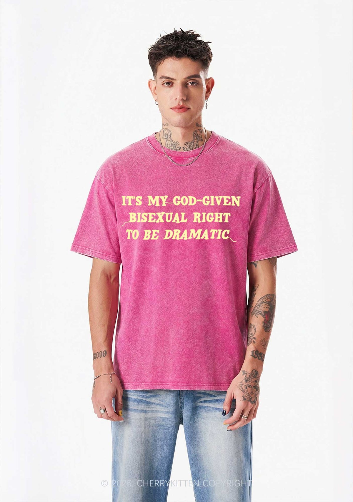 God Given Bisexual Right Pride Y2K Shirts Washed Tee Cherrykitten