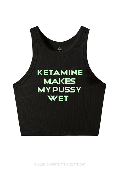 K Makes My Puxxy Wet Y2K Crop Tank Top Cherrykitten