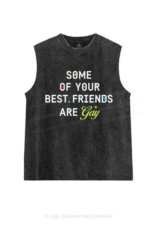 Your Best Friends Are Gay Pride Y2K Washed Muscle Tank Cherrykitten