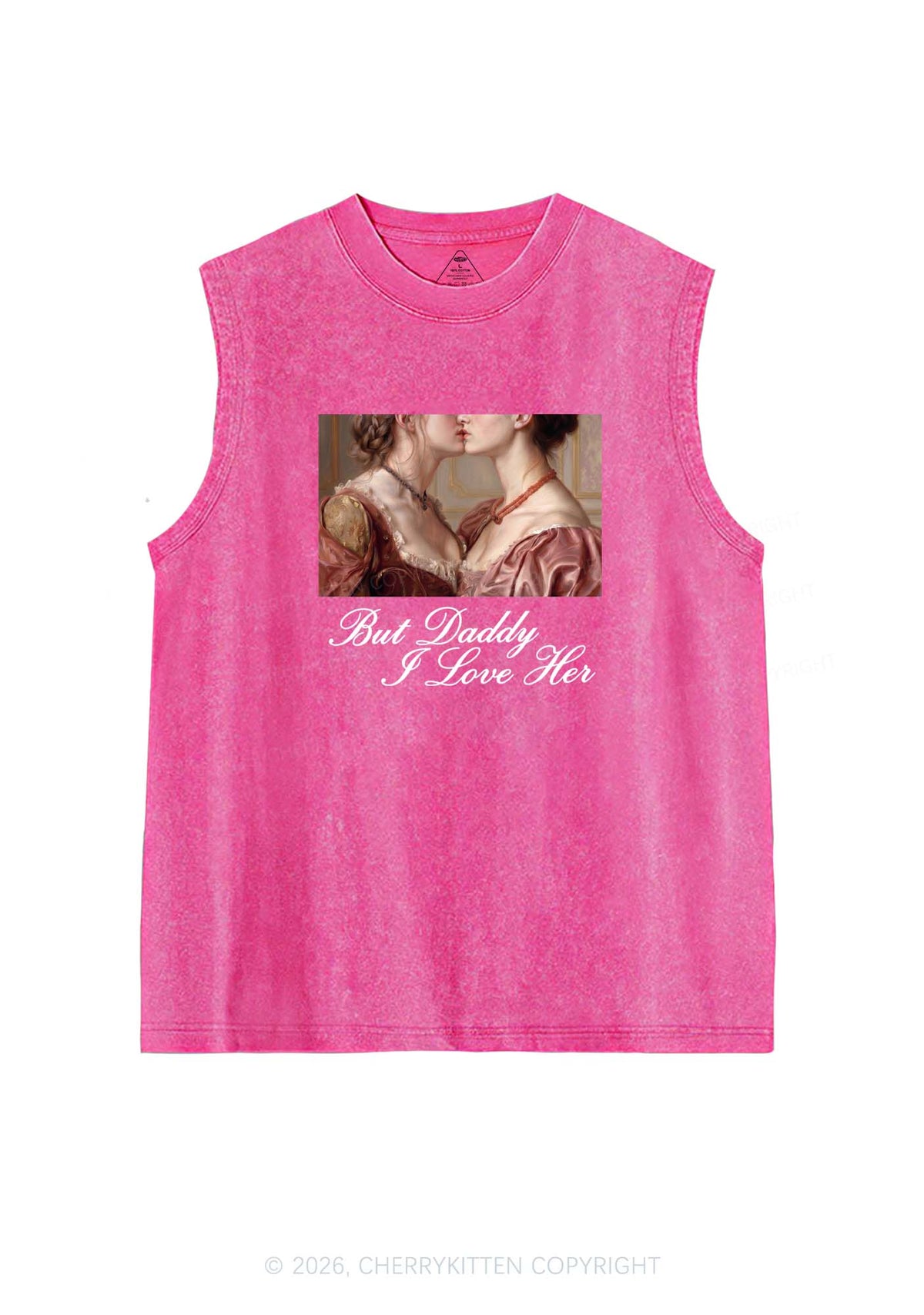 But Daddy I Love Her Lesbian Pride Y2K Washed Muscle Tank Cherrykitten