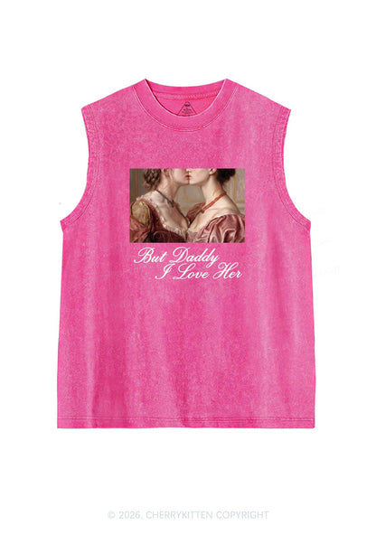 But Daddy I Love Her Lesbian Pride Y2K Washed Muscle Tank Cherrykitten