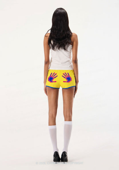 Bisexual Thermal Hands Pride Y2K Booty Shorts Cherrykitten