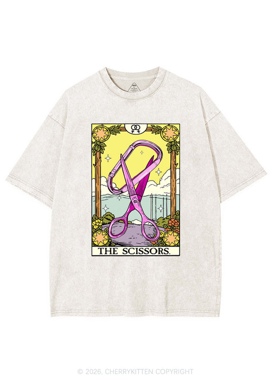 Pink Scissors Tarot Pride Y2K Shirts Washed Tee Cherrykitten