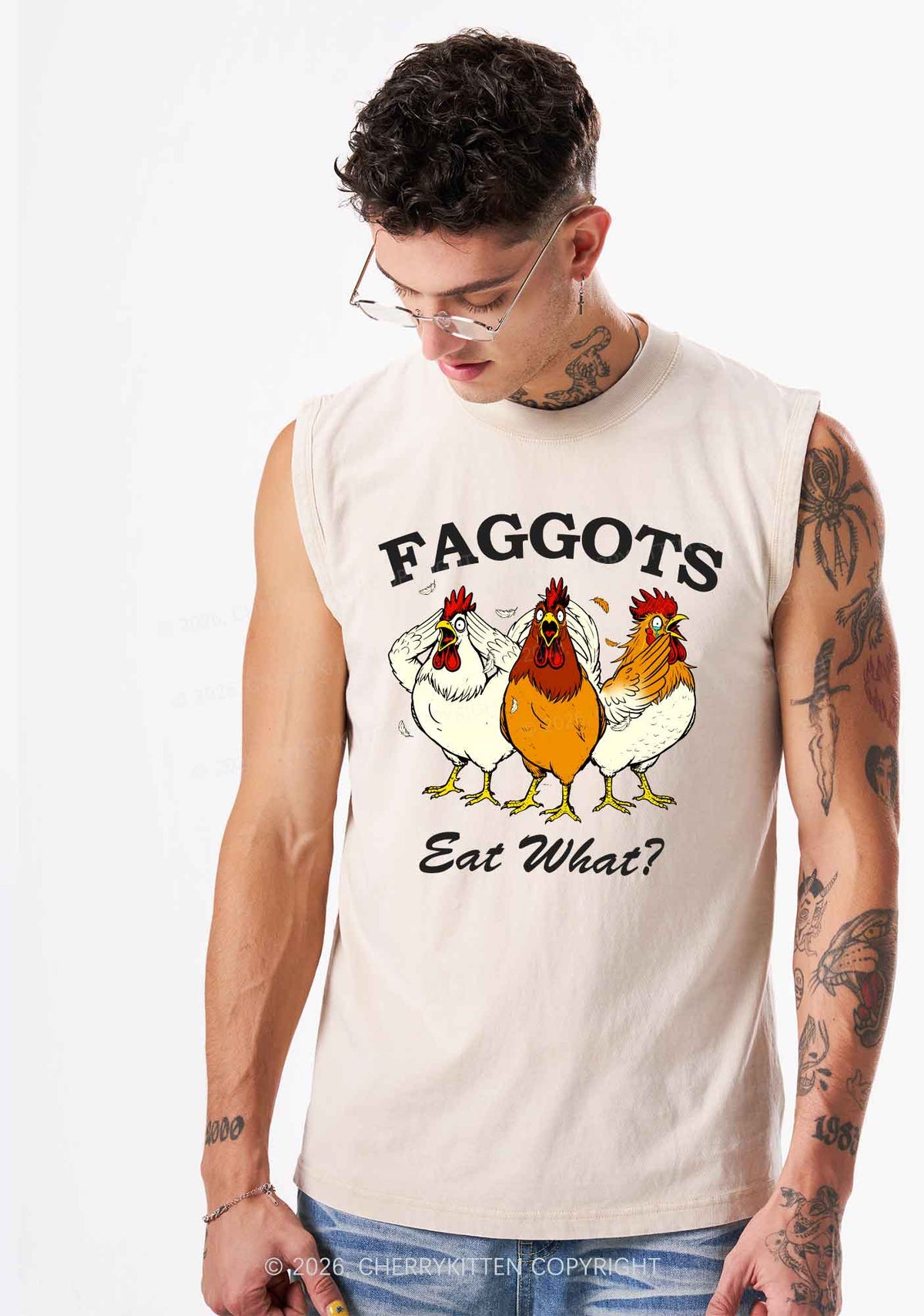 Faggots Eat What Pride Y2K Washed Muscle Tank Cherrykitten