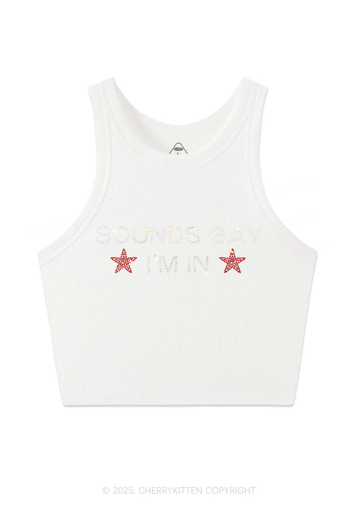 Rhinestone Sounds Gay Pride Y2K Crop Tank Top Cherrykitten