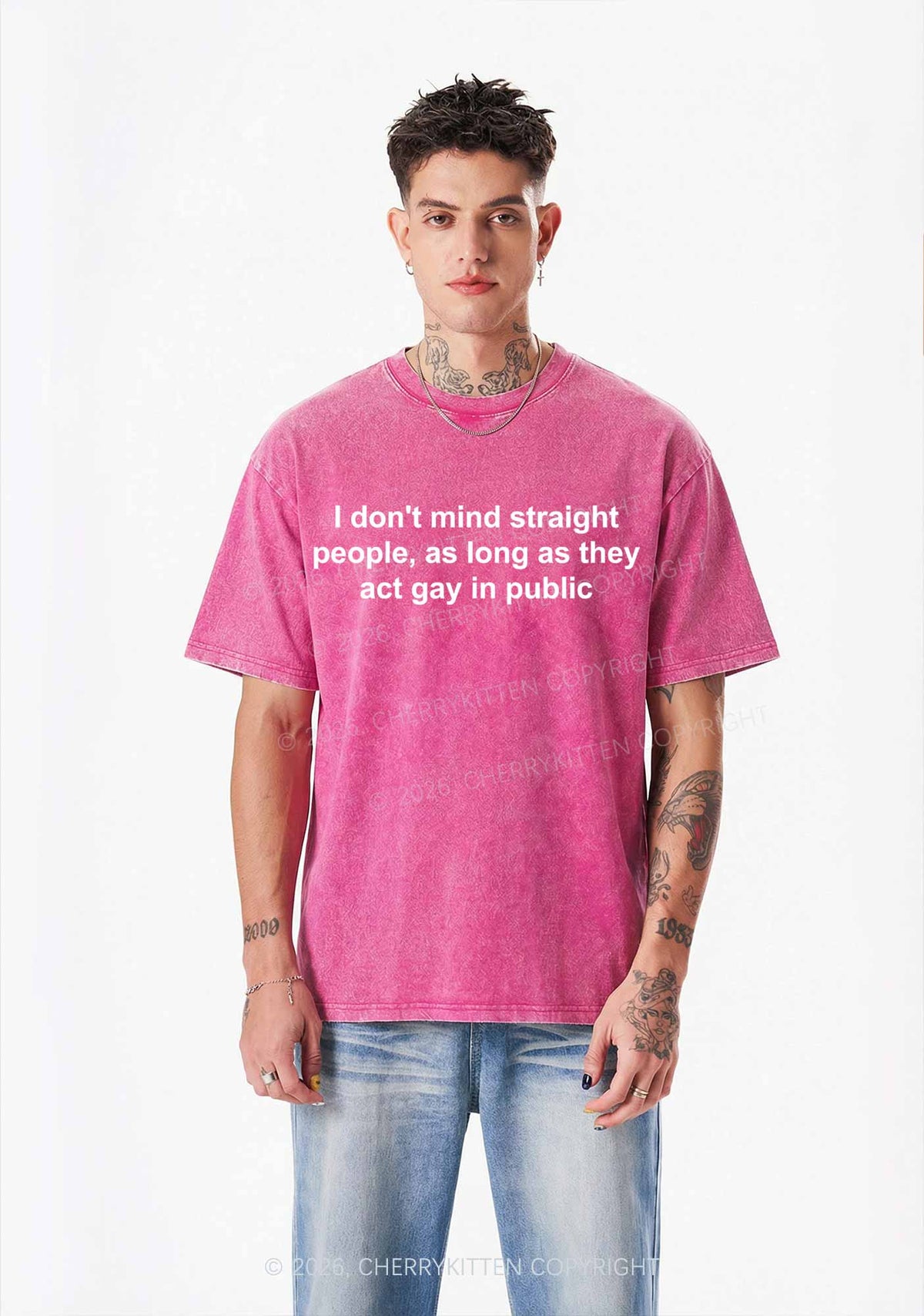 Act Gay In Public Pride Y2K Shirts Washed Tee Cherrykitten