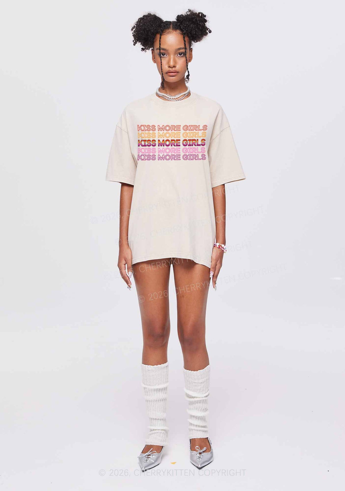 Kiss More Girls Pride Y2K Shirts Washed Tee Cherrykitten