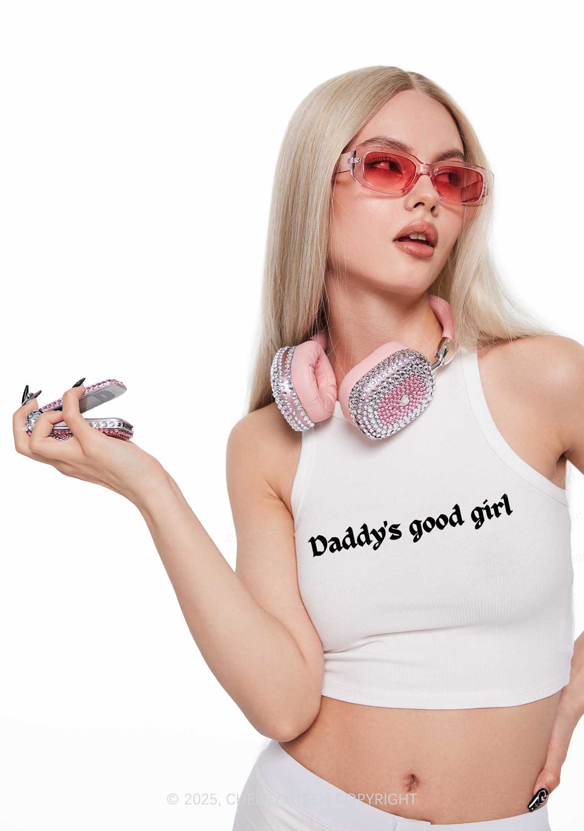 Daddys Good Girl Y2K Crop Tank Top Cherrykitten