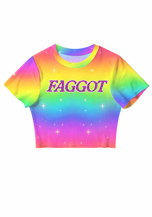 Rainbow Faggot Pride Y2K Mesh Crop Top Cherrykitten