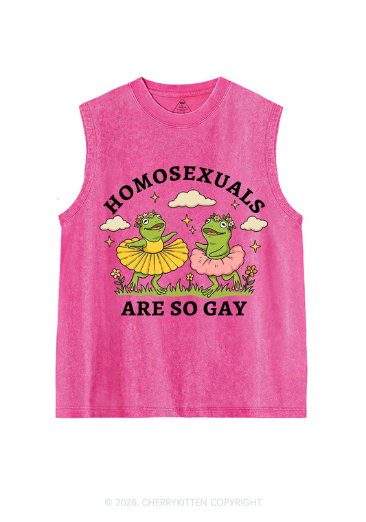 Homosexuals Are So Gay Pride Y2K Washed Muscle Tank Cherrykitten