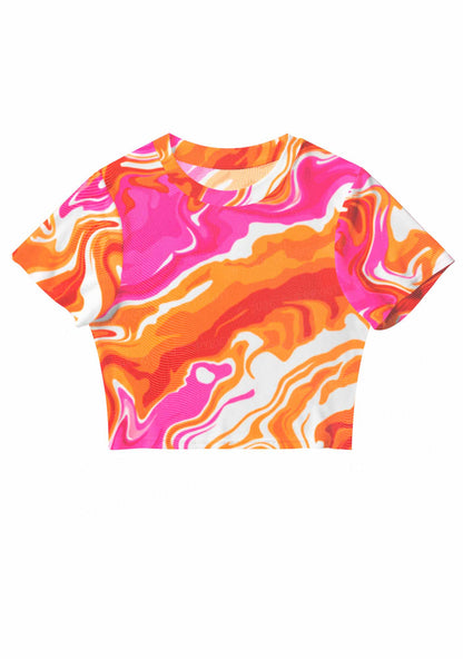Lesbian Liquid Tie Dye Pride Y2K Mesh Crop Top Cherrykitten